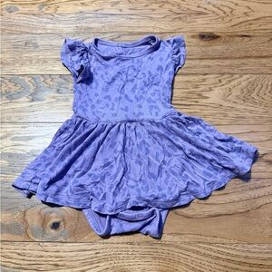 Kyte BABY Twirl Bodysuit Dress in Taro Leopard